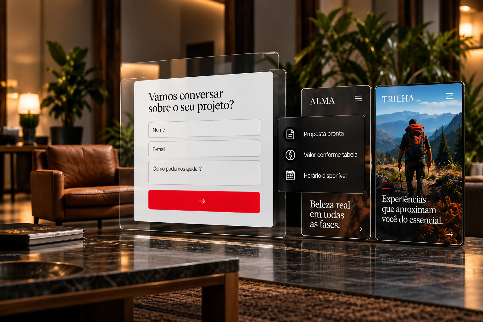 Sites e landing pages: cena ilustrativa