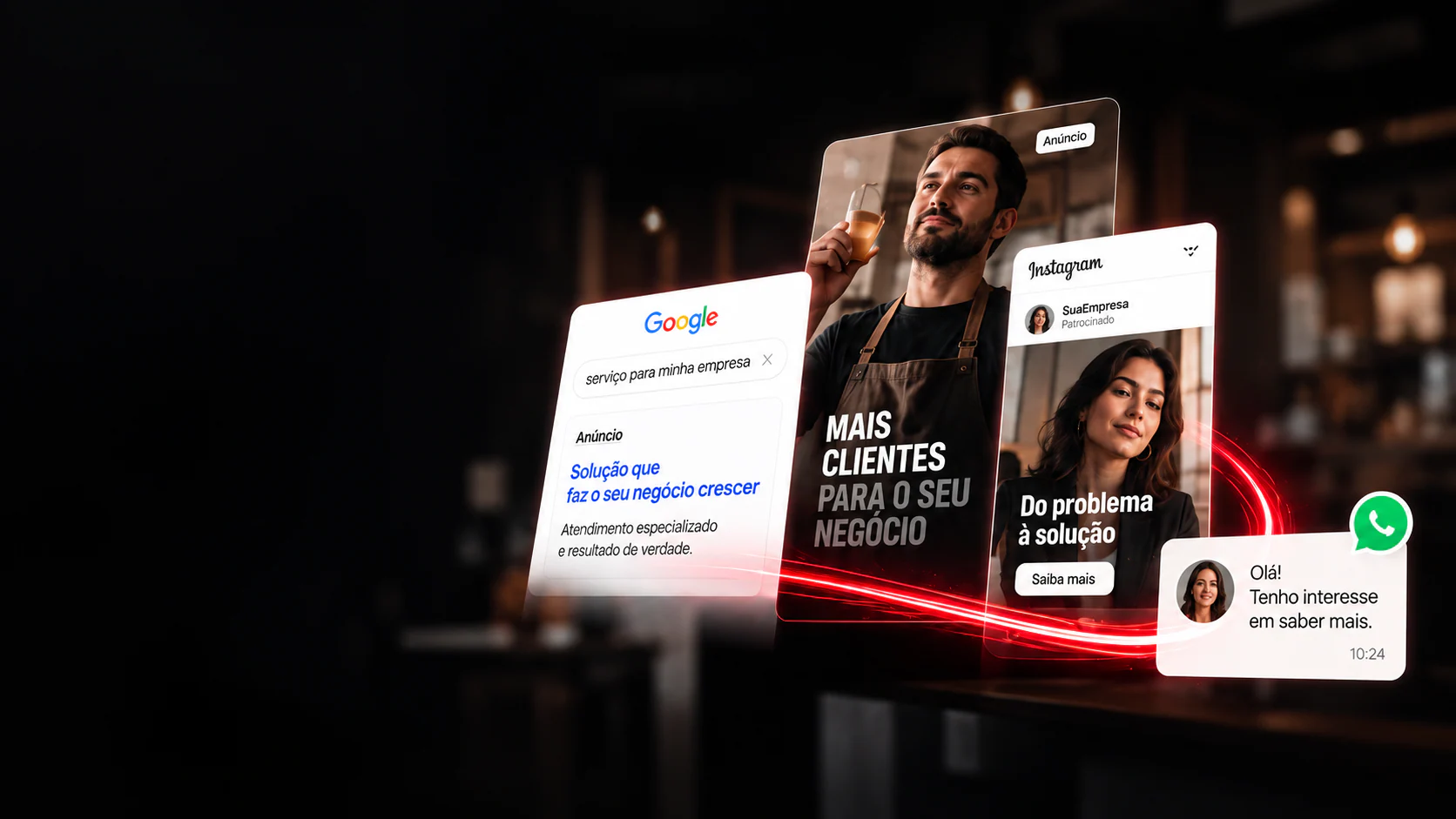 Tráfego pago: cena visual ilustrativa