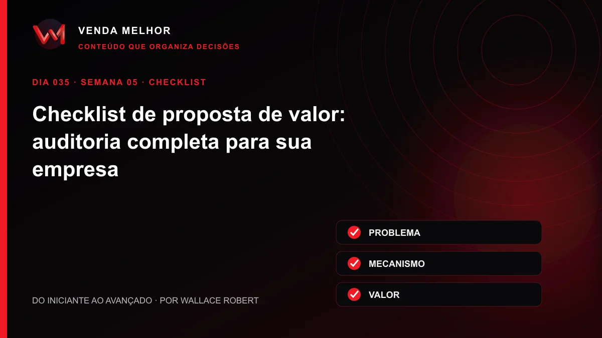 Diagrama editorial sobre proposta de valor: problema, mecanismo, valor