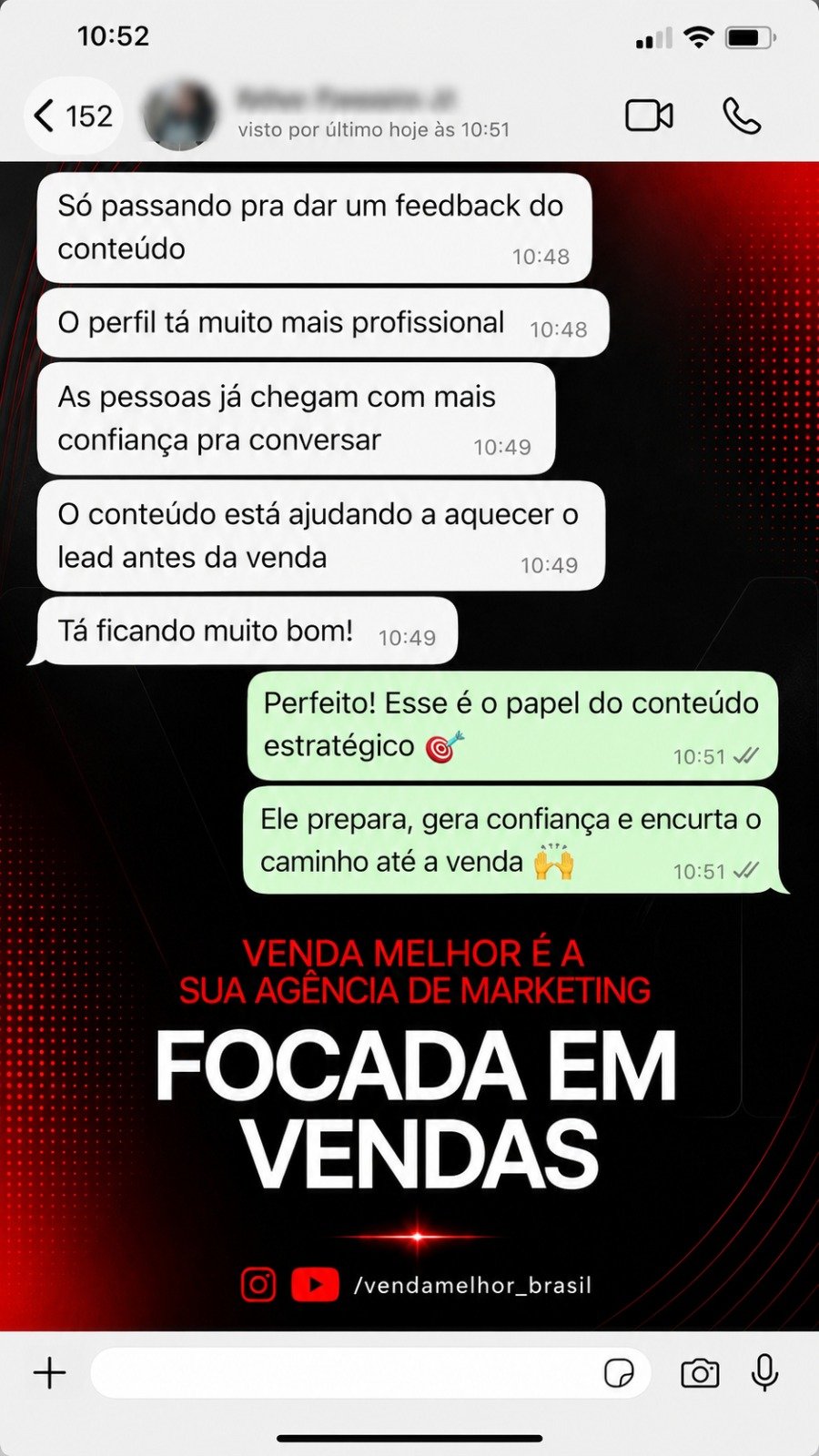 Relato sobre conteúdo que gera confiança antes da venda